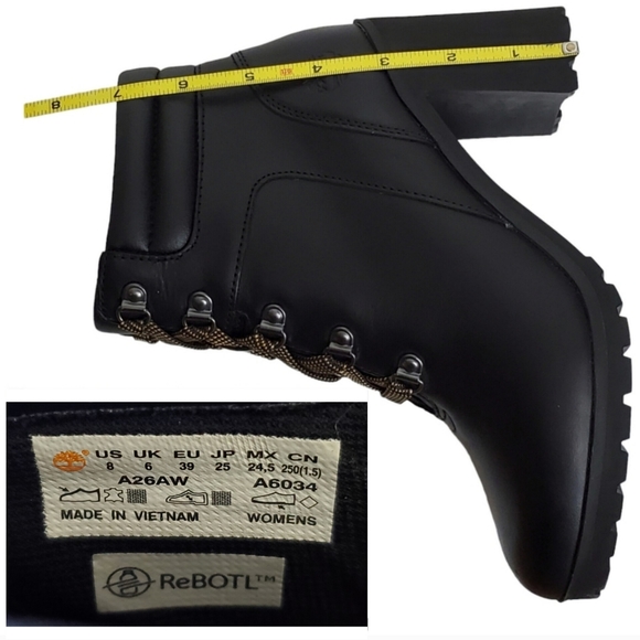 New Timberland allington 5 in leather block heel lace up boots black casual - Picture 13 of 16